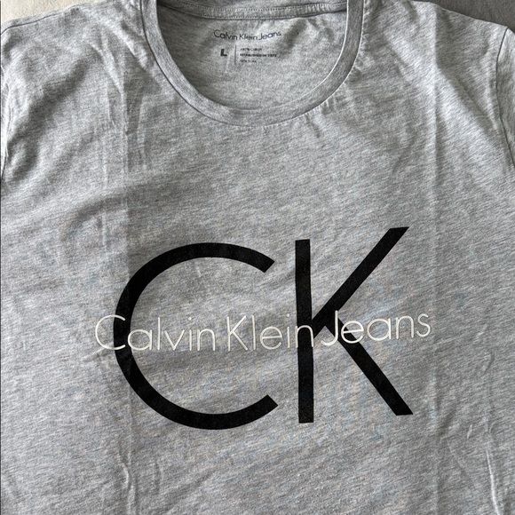 Calvin Klein Jeans Charcoal Logo T-Shirt | USA Large - L - Picture 3 of 6